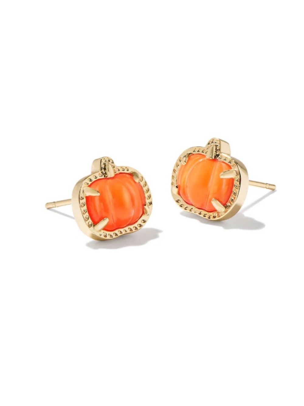 NEW Kendra Scott Orange Pumpkin Stud Earrings Gold